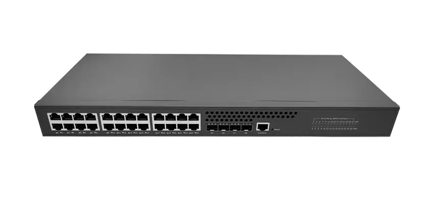 Camada 2 interruptor gerenciado 24x100/100/1000M RJ45, Uplink 4x 1G/2.5G/10G SFP