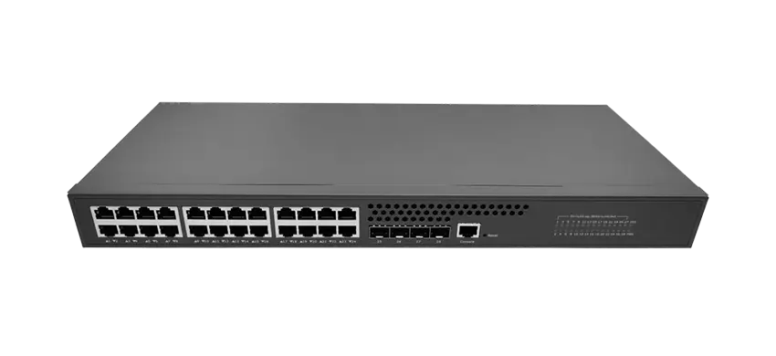 Camada 2 interruptor gerenciado 24x100/100/1000M RJ45, Uplink 4x 1G/2.5G SFP