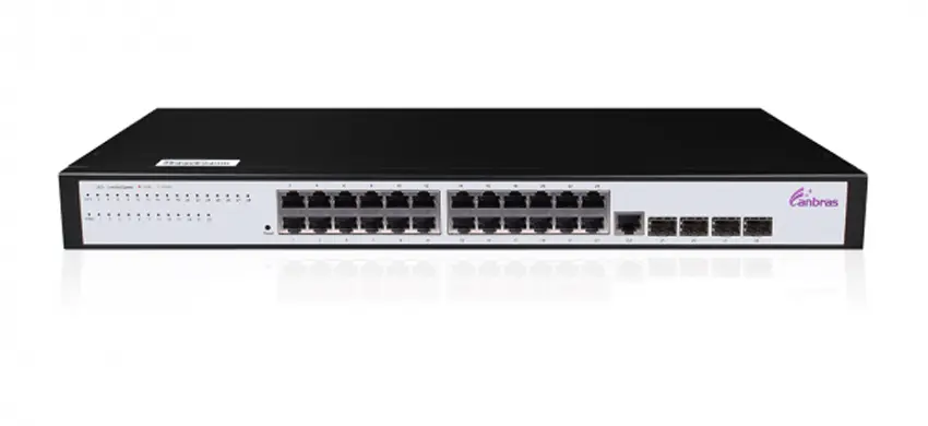 Interruptor Ethernet gerenciado com portas 24 × GE TX, portas 4 × 100/1000M SFP