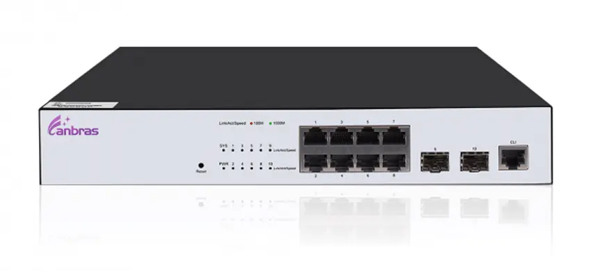 Interruptor Ethernet gerenciado com 8 portas × GE TX, portas 2 × 100/1000M SFP
