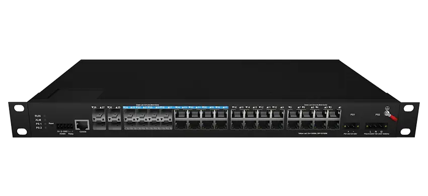 Comutador Ethernet industrial Rackmount L3 16x100/100/1000M RJ45, 8x1000M Combo, 4x1000M SFP