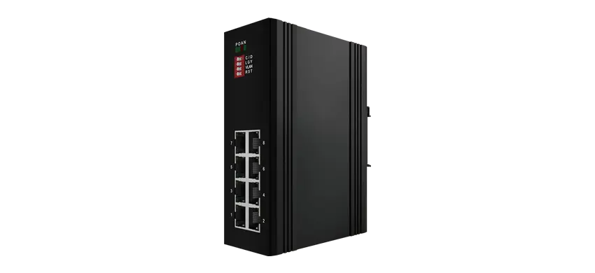 Interruptor de reforço não mamado industrial 8x100/100 Base-T