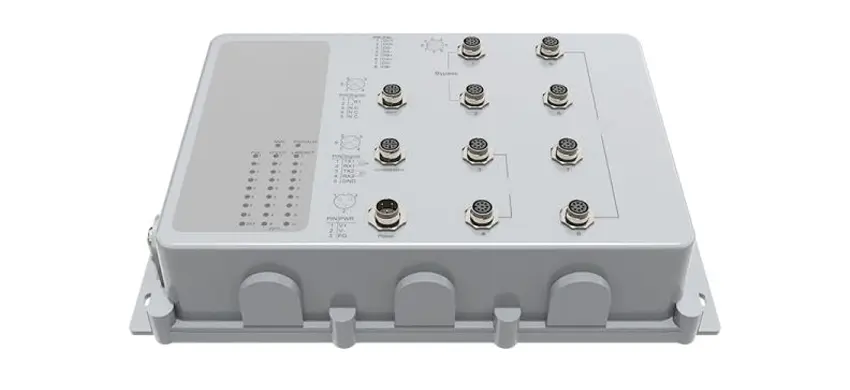Interruptor Ethernet industrial de 8 portas 10/100/1000Base-T, à prova d'água IP67