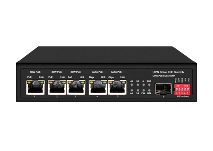 Interruptor de Ethernet PoE Solar 15A UPS 1GE 60W PoE 2GE 30W PoE 2GE Auto PoE 1GE SFP