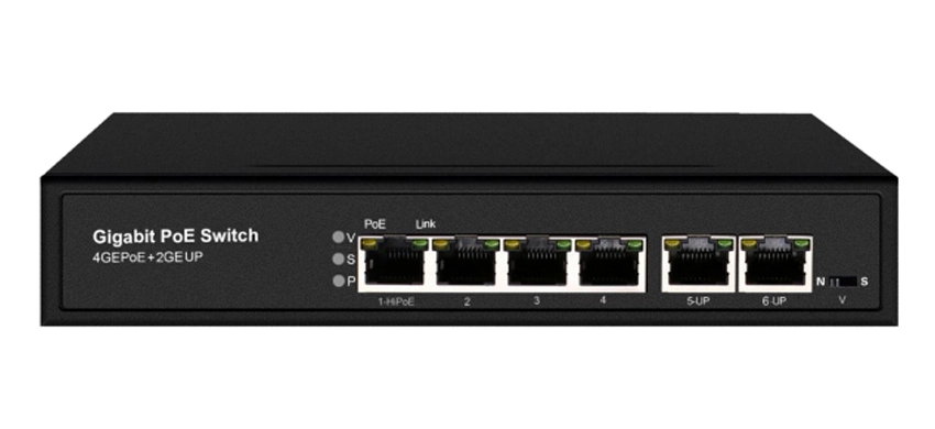Interruptor PoE Gigabit completo de 6 portas não gerenciadas