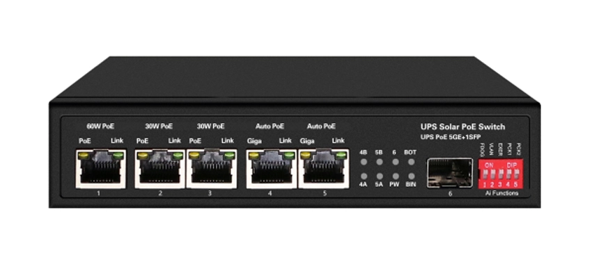 Interruptor Ethernet PoE Solar UPS 1GE 60W PoE 2GE 30W PoE 2GE Auto PoE 1GE SFP