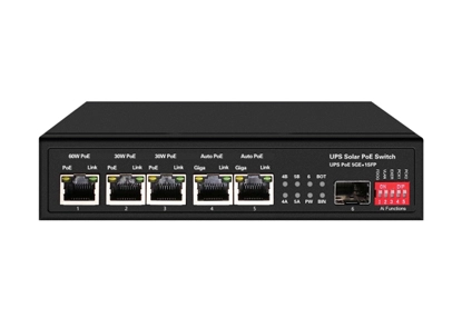 Interruptor Ethernet PoE Solar UPS 1GE 60W PoE 2GE 30W PoE 2GE Auto PoE 1GE SFP