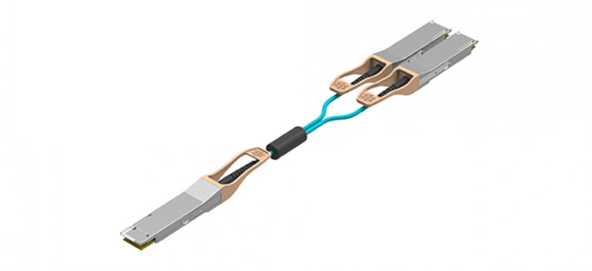 Cabo óptico ativo 200G QSFP-DD SR8 a 2x100GBASE QSFP28 SR4