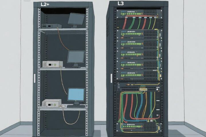 Qual é a diferença entre os interruptores gerenciados L2 e os interruptores gerenciados L3?
