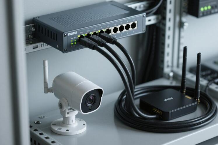 Interruptor DIN-Rail com capacidades PoE