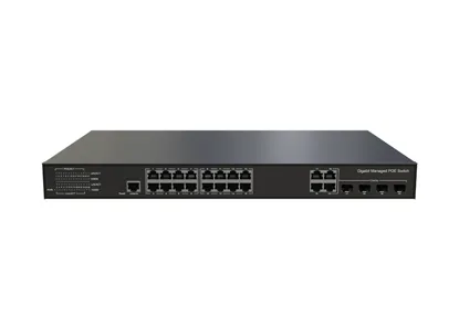 L3 Lite Ethernet controlado switch PoE 16x100/100/1000Base-T PoE , 4xGigabit Combo (RJ45/SFP)