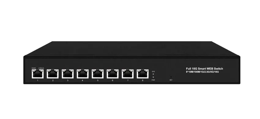 Switch gerenciado Web 8x100/100/1000M/2.5G/5G/10G RJ45