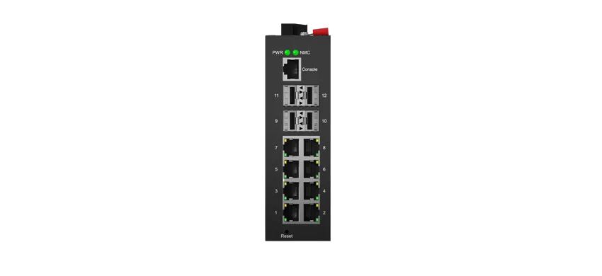 Interruptor gerenciado industrial Din-Rail L3 Lite 8x100/100/1000M RJ45, 4x1000M SFP