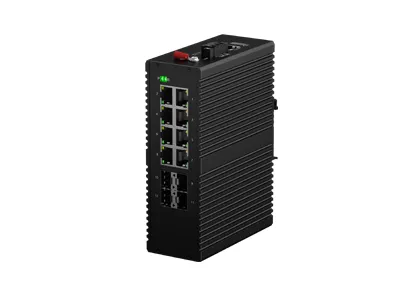 Interruptor gerenciado industrial Din-RJ45 L3 8x100/100/1000M, 4x10G SFP
