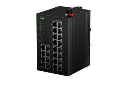 Interruptor de montagem em rack industrial L2 24x100/100/1000M RJ45, Uplink 4x10G SFP